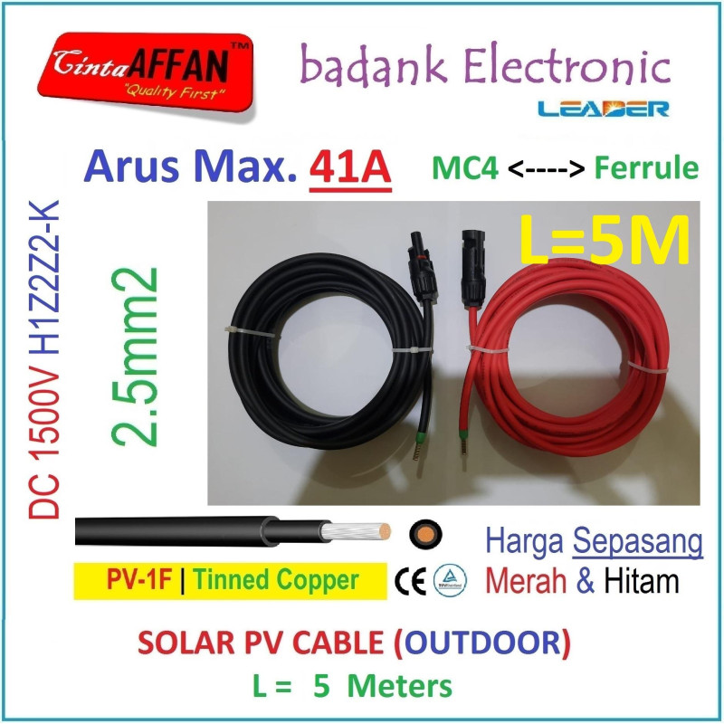 MC4 --- Ferrule PV Cable 1500V H1Z2Z2-K 2.5mm2 Tinned copper L5M