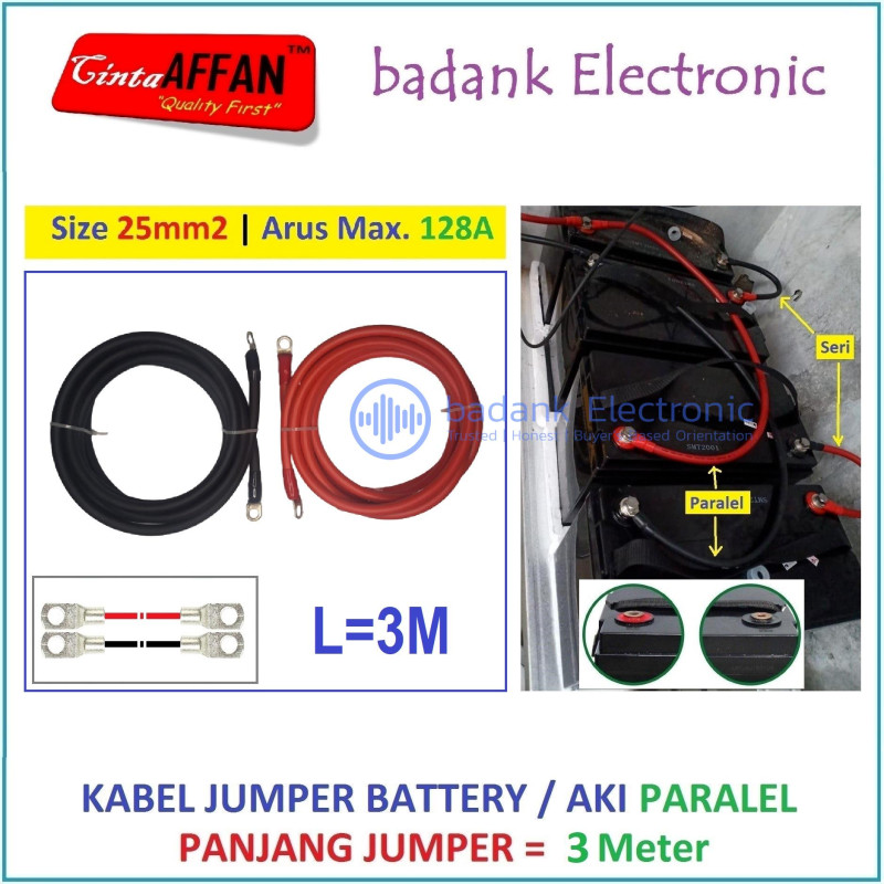 Kabel Jumper Battery PARALEL Size 25 mm2 L  3 meter Panel Surya Aki