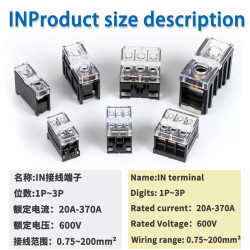 2pcs/pack DIN Rail High Current Terminal Block IN60BK 90A 1P 600V
