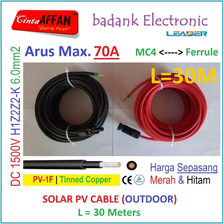 MC4 --- Ferrule PV Cable 1500V H1Z2Z2-K 6mm2 Tinned copper L30M