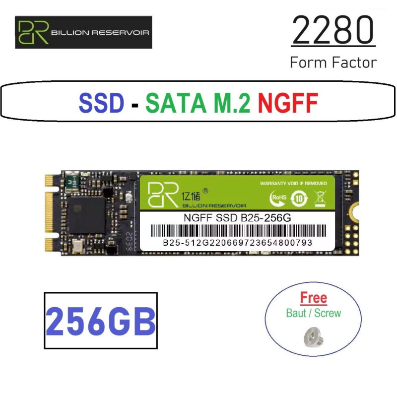 256GB SSD SATA M.2 NGFF BM Key Form Factor 2280
