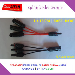 15CM - Sepasang Kabel PARALEL Panel Surya Cabang 3 dengan MC4 Homemade