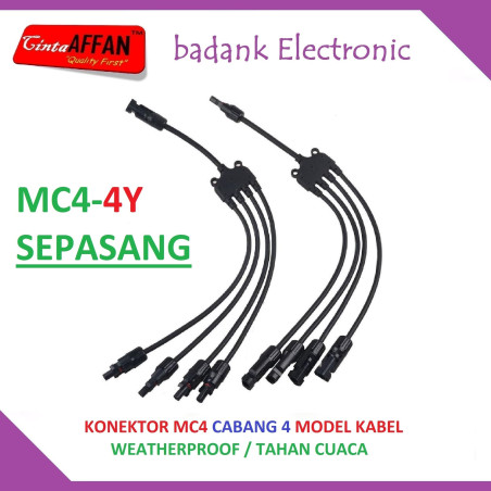 MC4-4Y Connector MC4 Cabang 4 (sepasang) 1000V Solar Panel Surya
