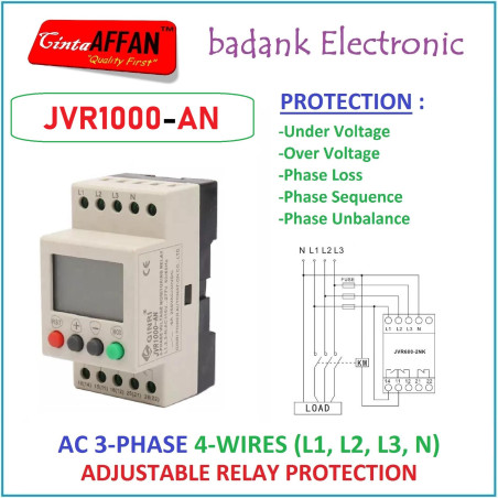 AC 3-PHASE 4-WIRE Protection Relay Unbalance Over Under VOLTAGE