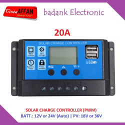 20A PWM Solar Charge Controller 12V 24V 20A with LCD 20 A
