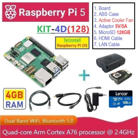 KIT-4D(128)  Raspberry Pi 5 (4GB RAM) - Complete SET (MicroSD 128GB)