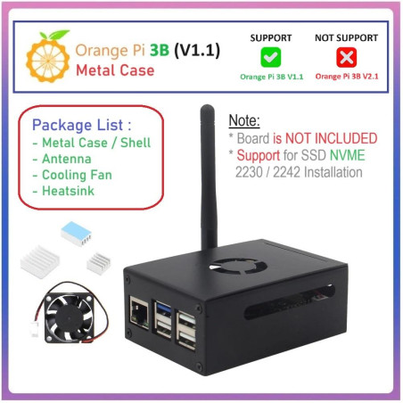 Geekworm N510 METAL CASE for Orange Pi 3B V1.1 (NOT COMPATIBLE FOR Orange Pi 3B V2.1)