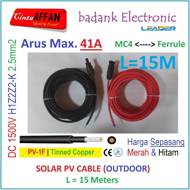 MC4 --- Ferrule PV Cable 1500V H1Z2Z2-K 2.5mm2 Tinned copper L15M