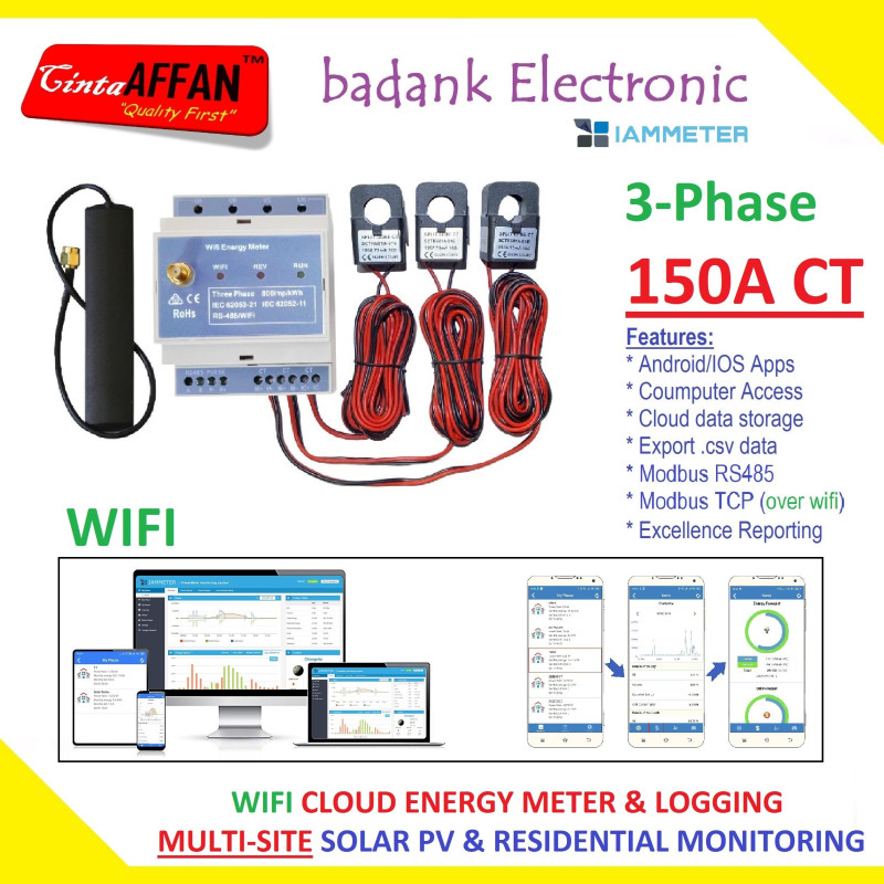 IAMMETER CLOUD 3-Phase WIFI Bidirectional Energy Meter CT 150A