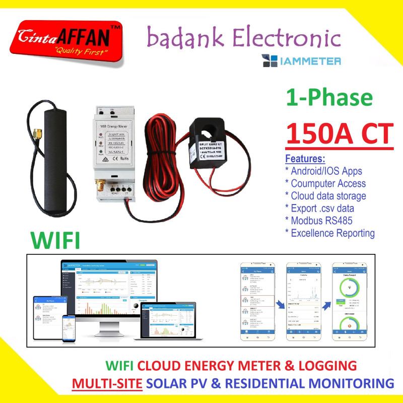 IAMMETER CLOUD 1-Phase WIFI Bidirectional Energy Meter CT 150A