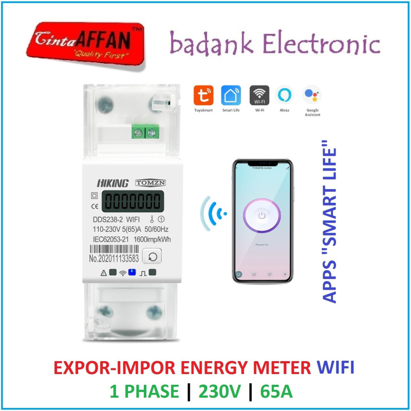 DDS238-2 WIFI Energy kWh Meter 1 PHASE 65A - Expor Impor Metering PLTS