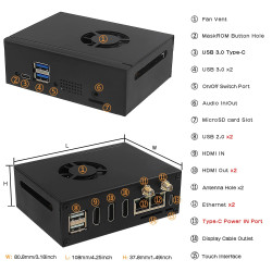 Geekworm N508  METAL CASE for Orange Pi 5 Plus (with Cooling Fan External Antenna and Heatsink)