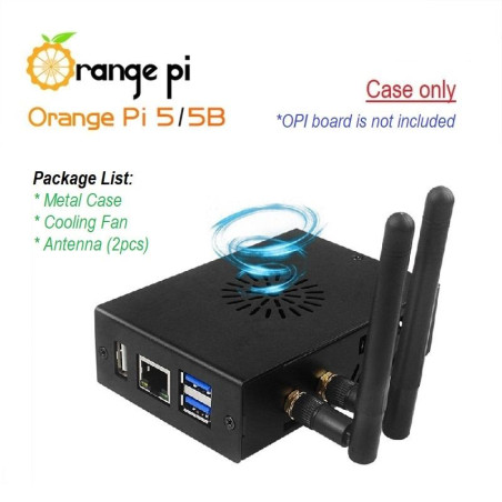 Metal CASE - Orange Pi 5/5B (with Cooling Fan and Antenna)