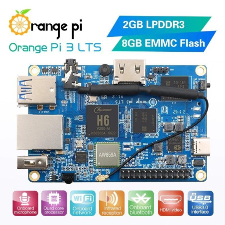 Orange Pi 3 LTS - 2GB DDR RAM (with 8GB EMMC Flash)