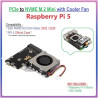Waveshare Raspberry PI 5 PCIe to M.2 HAT Board (E) for SSD NVME 2242 / 2230 Integrated with Active Cooler Fan