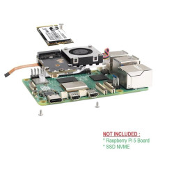 Waveshare Raspberry PI 5 PCIe to M.2 HAT Board (E) for SSD NVME 2242 / 2230 Integrated with Active Cooler Fan