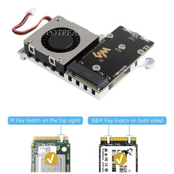 Waveshare Raspberry PI 5 PCIe to M.2 HAT Board (E) for SSD NVME 2242 / 2230 Integrated with Active Cooler Fan