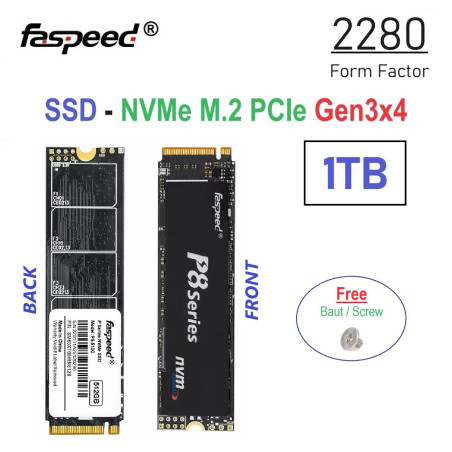 1TB SSD NVMe M.2 M-Key PCIe Gen3x4 Form Factor 2280