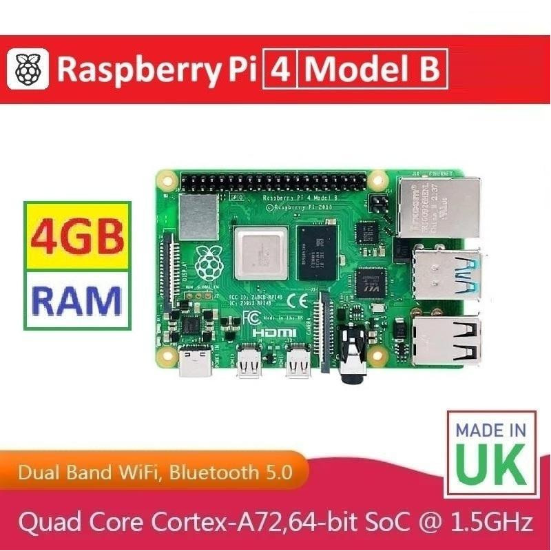 Raspberry Pi 4 Model B - 4GB RAM Quad Core Cortex-A72 64-bit SoC 1.5GHz