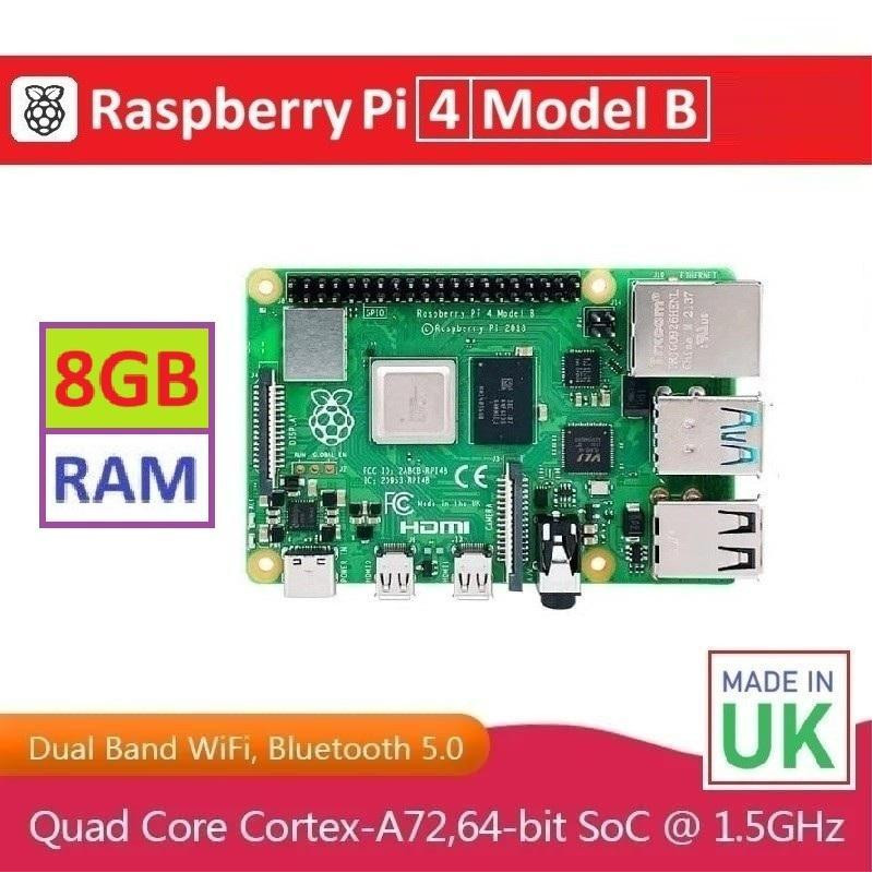 Raspberry Pi 4 Model B - 8GB RAM Quad Core Cortex-A72 64-bit SoC 1.5GHz