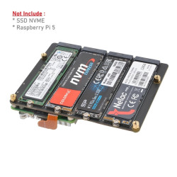 SUPTRONICS X1011 PCIe 2.0 to Quad M.2 NVMe 4 SSD Bottom Shield for Raspberry Pi 5