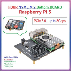 SUPTRONICS X1016 PCIe 3.0 to Quad M.2 NVMe 4 SSD Bottom Shield for Raspberry Pi 5