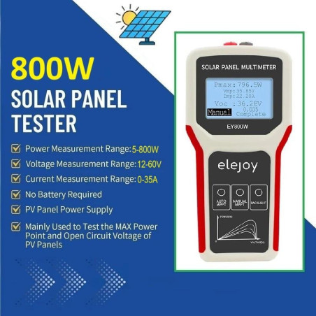 Solar Panel Multimeter ELEJOY EY800W Voltage 12-60V Max Power 800W