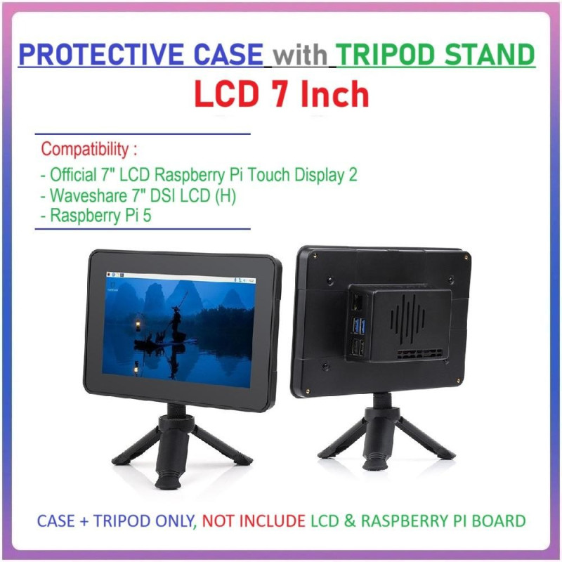 Protective Case (with TRIPOD) For Official LCD 7 Inch Raspberry Pi Touch Display 2