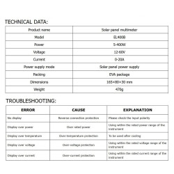 Solar Panel Multimeter ELEJOY EL400B Voltage 12-60V Max Power 400W Measure PV MPPT Power Output