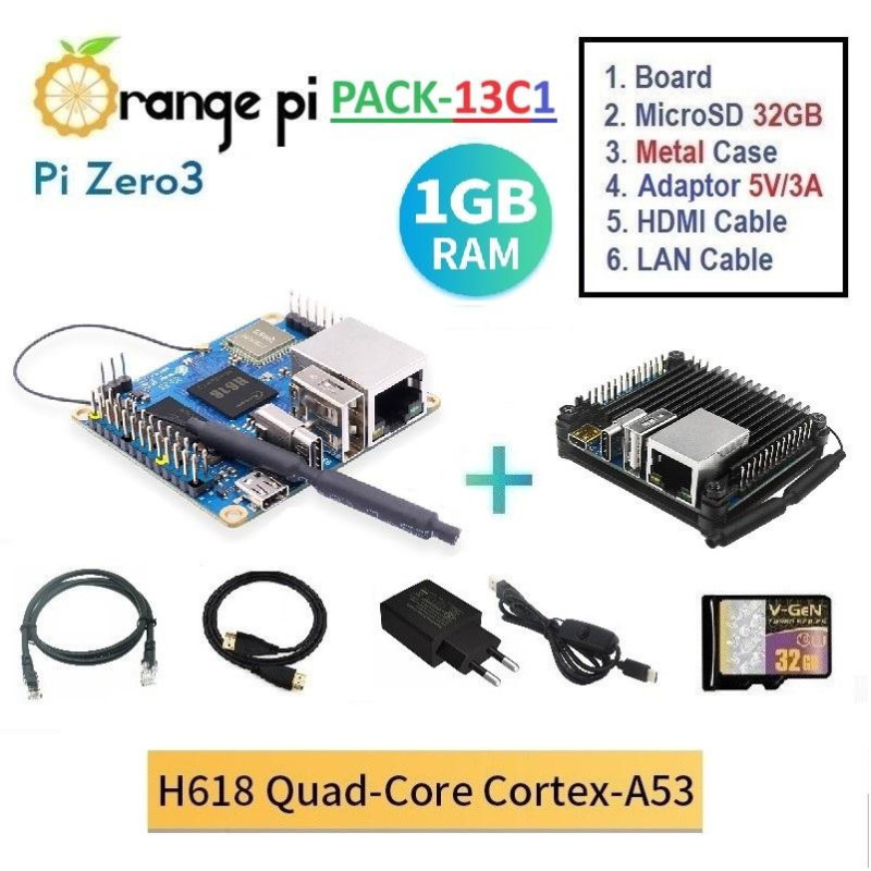PACK-13C1  Orange Pi Zero 3 (1GB) - Complete SET