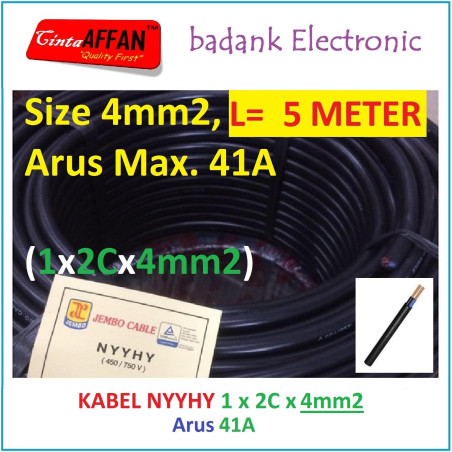 Panjang 5 Meter - Kabel NYYHY 1x2Cx4mm2