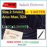 Panjang 5 Meter - Kabel NYYHY 1x2Cx2.5mm2
