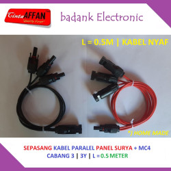 0.5M - Sepasang Kabel PARALEL Panel Surya Cabang 3 dengan MC4 Homemade