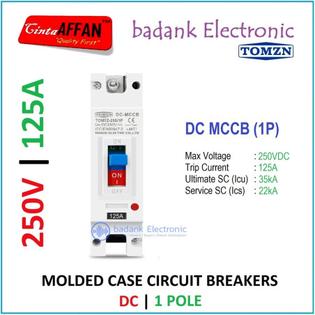 MCCB DC 1P 125A 250V Molded Case Circuit Breaker Panel Surya PLTS