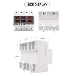 CAFF Relay Protector 3-Phase 4-Wire 63A VA Monitor 380V (L-L) Display