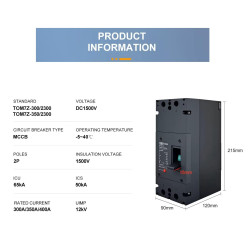 MCCB DC 2P 350A 1500V Molded Case Circuit Breaker Panel Surya PLTS