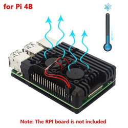 Black ALUMINIUM Metal Case DUAL FAN - Raspberry Pi 4 Model B