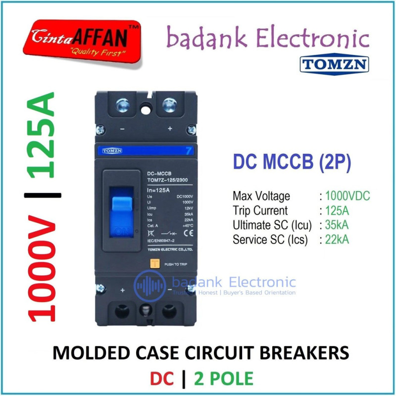 MCCB DC 2P 125A 1000V Molded Case Circuit Breaker Panel Surya PLTS