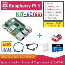 KIT-4C(64)  Raspberry Pi 5 (4GB RAM) - Complete SET (MicroSD 64GB)