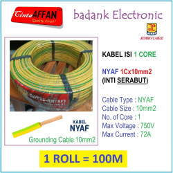  1 ROLL  100M  - Kabel Serabut 1 Core NYAF 10mm2 Grounding Cable