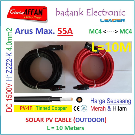MC4 --- MC4 PV Cable 1500V H1Z2Z2-K 4mm2 Tinned copper L10 Meter