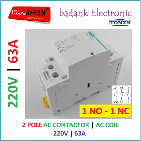 TOCT1 2P 63A 1NO 1NC AC CONTACTOR DIN RAIL AC COIL 220VAC 50Hz
