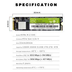 2TB SSD NVMe M.2 M-Key PCIe Gen3x4 Form Factor 2280
